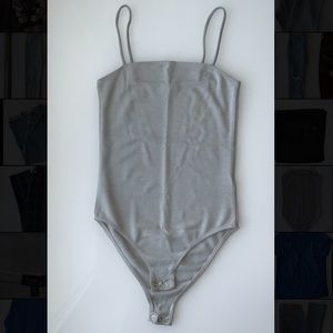 Straight neck spaghetti strap bodysuit